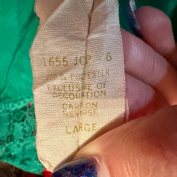 Vintage 80s/90s Emerald Satin Chemise with Lace Detail Large - Picture 4 of 7